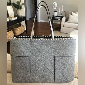 Tory Burch Block T tote - Light Gray w/Silver Leather accent